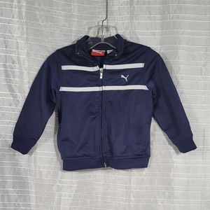 Puma boy's zip-up athletic jacket blue with white stripes size 18 months